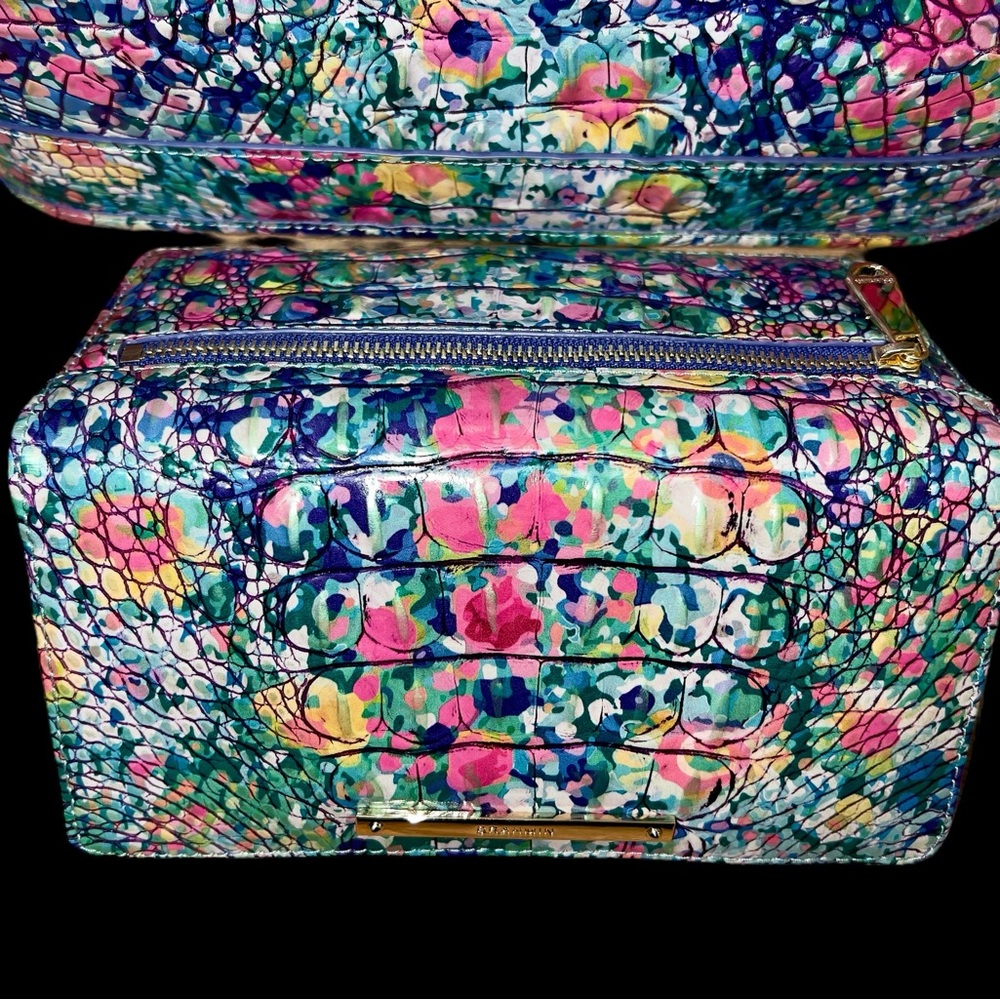 New Brahmin Leather 3-Pc Set, FIORA Shoulder Bag & 2 Wallets, Spring Ditsy - Picture 9 of 14